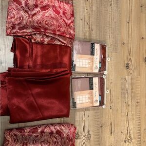 & Other Stories Red Satin and Paisley Curtain Panels